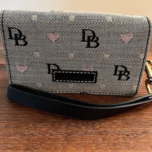 Dooney & Bourke Wristlet, Black w/pink hearts